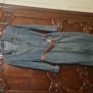 J. Crew Vintage Blue Denim Dress with Brown Belt Excellent Size 8 Western